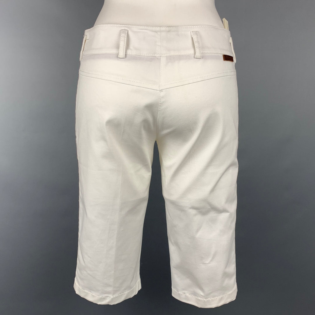 PRADA Size 2 White Cotton Blend Bermuda Shorts