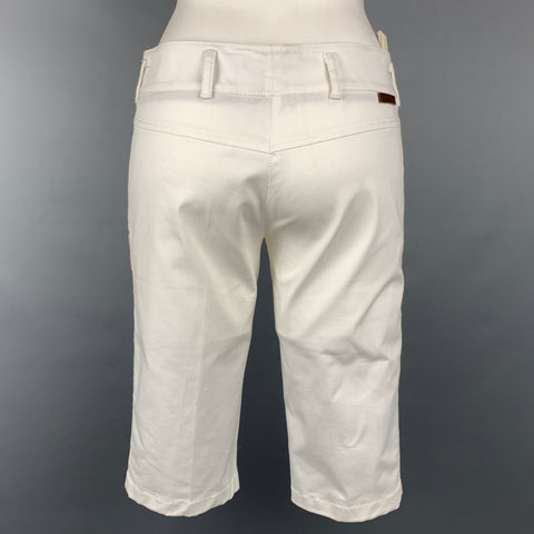 PRADA Taille 2 Bermuda en coton mélangé blanc