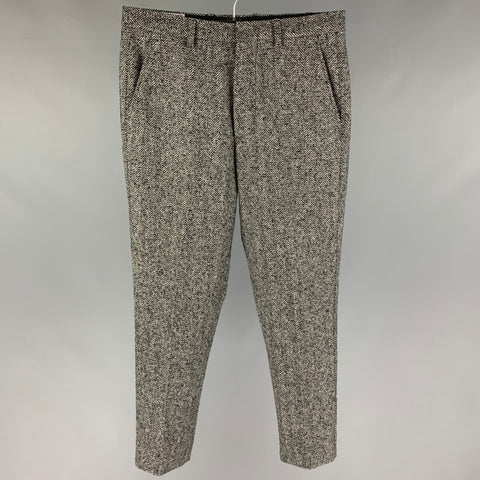 AMI by ALEXANDRE MATTIUSSI Size 32 Grey Black Herringbone Button Fly Dress Pants