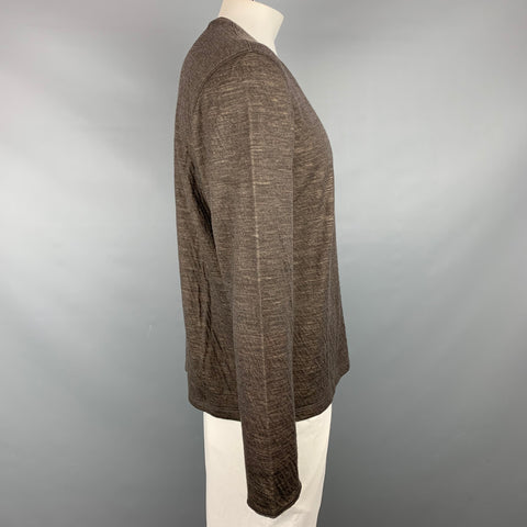 BOSS by HUGO BOSS Size XL Brown Heather Cotton / Wool V-Neck Pullover