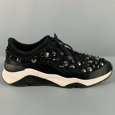 ASH Zapatillas sin cordones de nailon blanco y negro talla 9