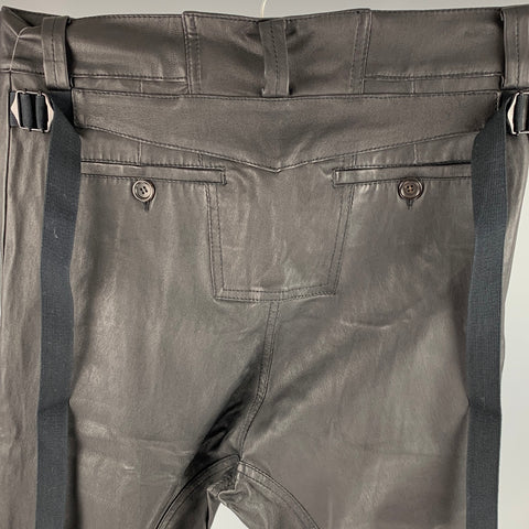 ALEXANDRE PLOKHOV Size S Black Leather Drop-Crotch Casual Pants