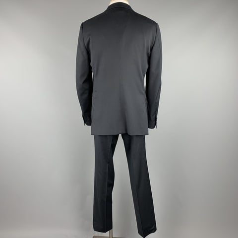 ERMENEGILDO ZEGNA Size 42 Regular Black Wool Notch Lapel Suit