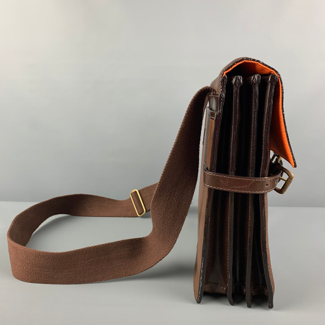 MULHOLLAND Brown Leather Accordion Messenger Bag