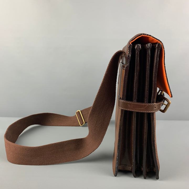 MULHOLLAND Brown Leather Accordion Messenger Bag