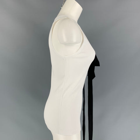 DRIES VAN NOTEN x CHRISTIAN LACROIX SS 20 Size M White & Black Ribbed Cotton Bow Tank Top