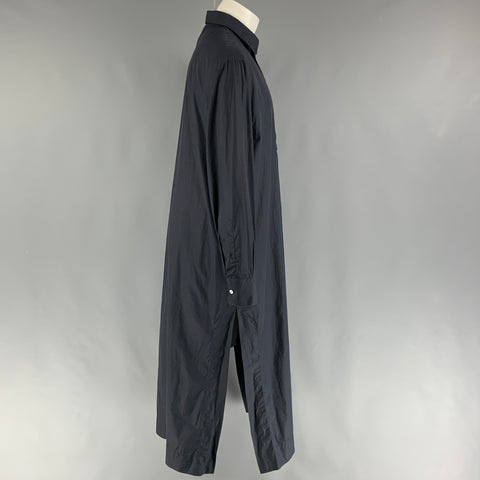 DOLCE & GABBANA Size S Navy Cotton Long Sleeve Caftan-Shirt