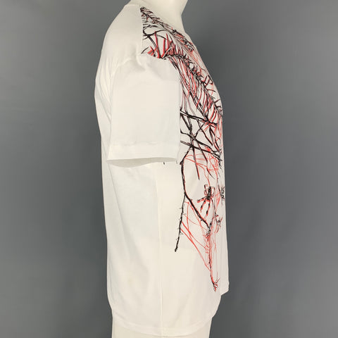 MCQ by ALEXANDER MCQUEEN Size L White Red Graphic Cotton T-shirt