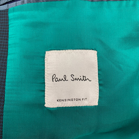 PAUL SMITH Kensington Fit Size 40 Regular Teal Black Grid Wool Notch Lapel Sport Coat
