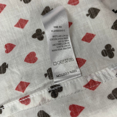 TODD SNYDER Size M White Black Print Cotton Button Up Short Sleeve Shirt
