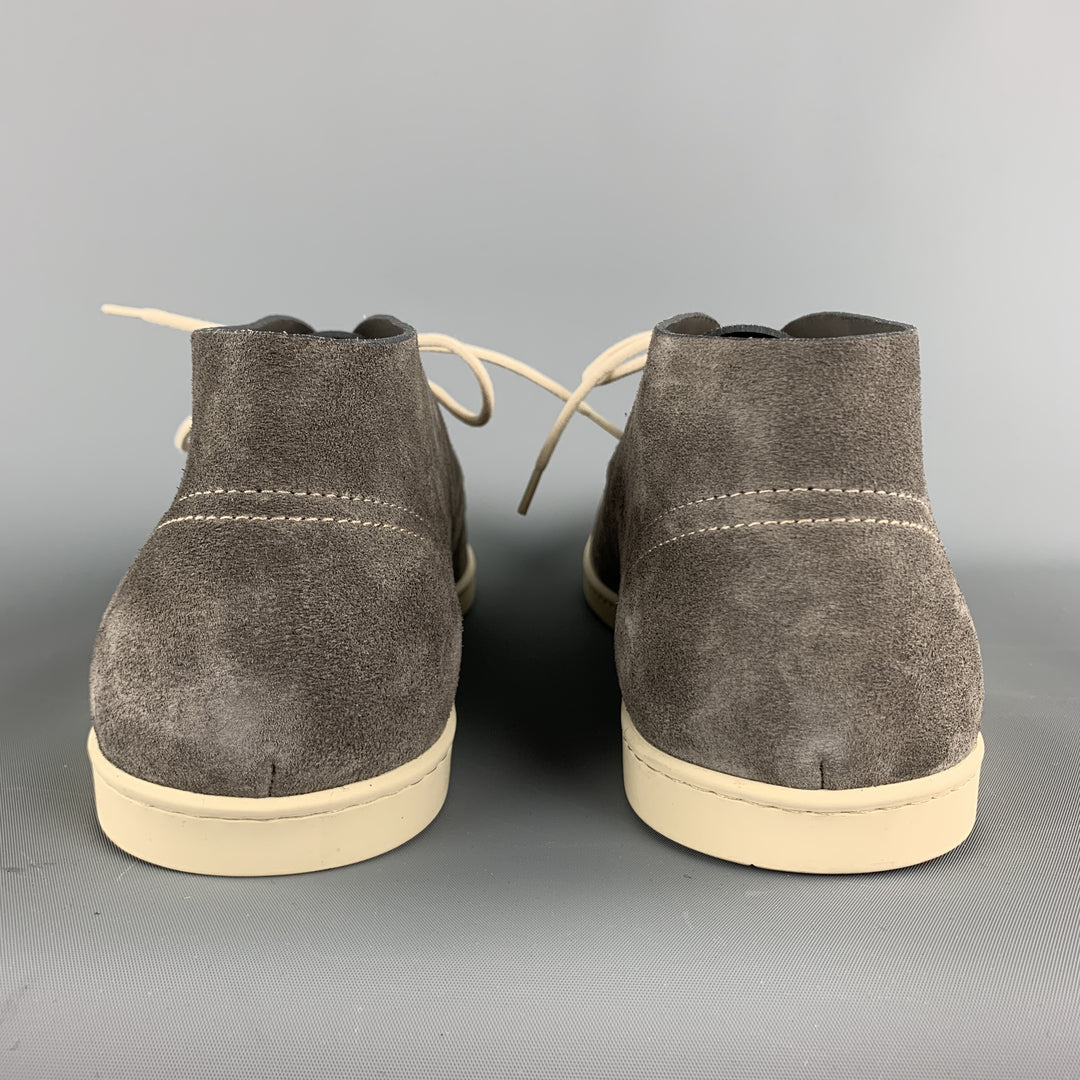 SALVATORE FERRAGAMO Size 11.5 Grey Suede Lace Up Chukka Boots