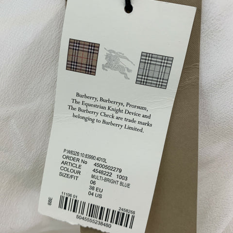 BURBERRY Size 4 White Multi-Color Cotton Nylon Tie Dye Maxi Long Skirt