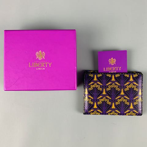 LIBERTY OF LONDON Purple Yellow Abstract Floral Leather Wallet