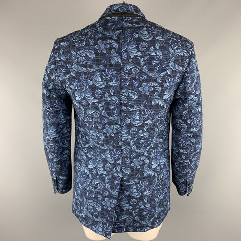 3.1 PHILLIP LIM Manteau de sport en mélange de viscose florale marine à revers cranté taille 42