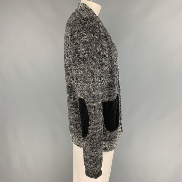 JUNYA WATANABE Size L Grey & Black Heather Wool / Nylon Buttoned Cardigan