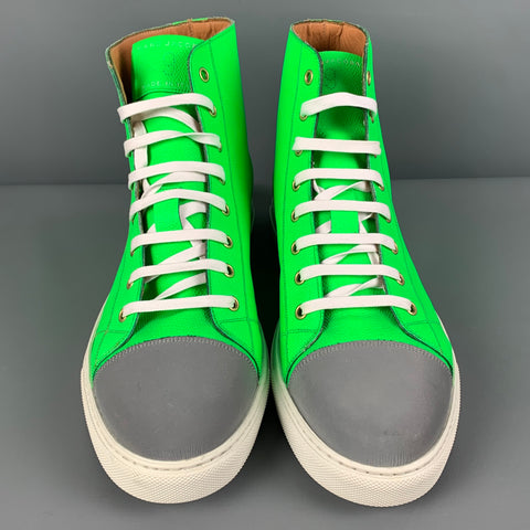 MARC JACOBS Size 10 Green White Grey Leather High Top Sneakers