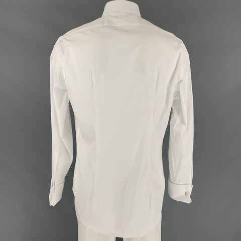 SUIT SUPPLY Size XL White Cotton Tuxedo Slim Fit Long Sleeve Shirt