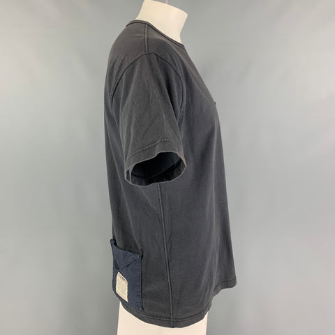 NIGEL CABOURN Size L Navy Cotton Crew-Neck T-shirt