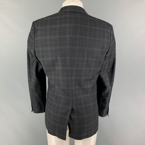 HUGO by HUGO BOSS Taille 38 Manteau de sport en laine vierge à carreaux gris marron