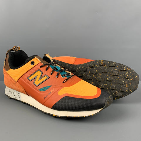 NEW BALANCE Size 10.5 Orange Brown Mixed Fabrics Low Top Sneakers