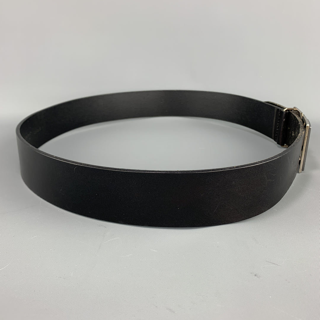 DOLCE & GABBANA Size 36 Black Leather Metal DG Buckle Belt