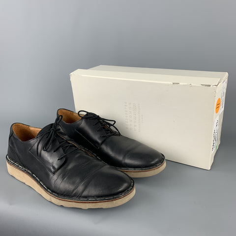 MAISON MARTIN MARGIELA Size 11 Black Leather Crepe Sole Lace Up