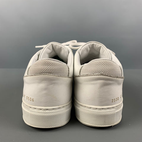 COMMON PROJECTS Size 8 White Mixed Materials Leather Low Top Sneakers