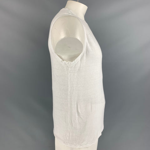 ISABEL MARANT Size XL White Linen Sleeveless T-shirt