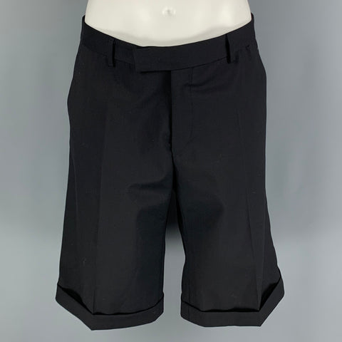 KARL LAGERFELD Size 36 Black Virgin wool elastane Flat Front Shorts