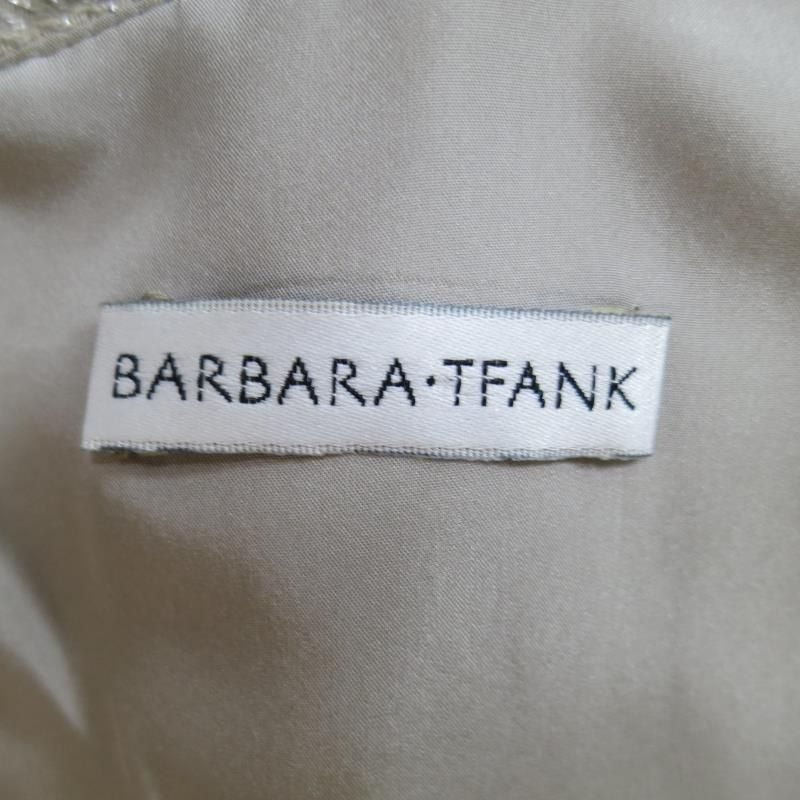 BARBARA TFANK Talla 6 Vestido de cóctel con cinturón con lazo texturizado beige plateado metálico