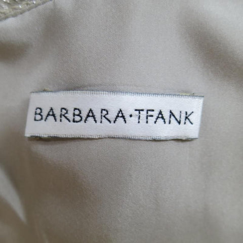 BARBARA TFANK Size 6 Metallic Silver Beige Textured Tie Belt Cocktail Dress