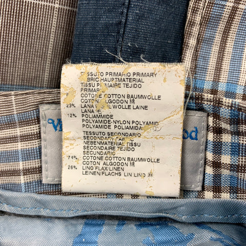 VIVIENNE WESTWOOD Size 30 Blue & Gray Plaid Cotton Blend Drop-Crotch Casual Pants