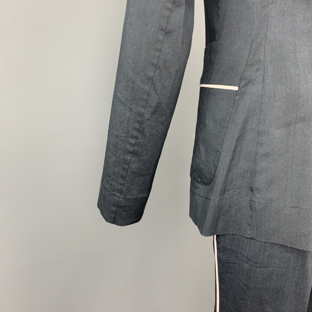 VIVIENNE WESTWOOD MAN Size 40 Charcoal Ramie Blend Notch Lapel Suit