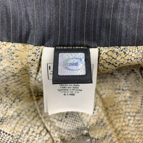 JUST CAVALLI Size 40 Black Stripe Polyester Blend Peak Lapel Sport Coat