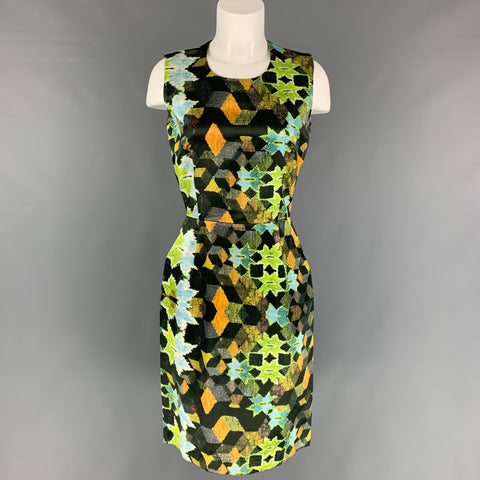 THORNTON BREGAZZI Vestido sin mangas abstracto de mezcla de algodón multicolor talla M