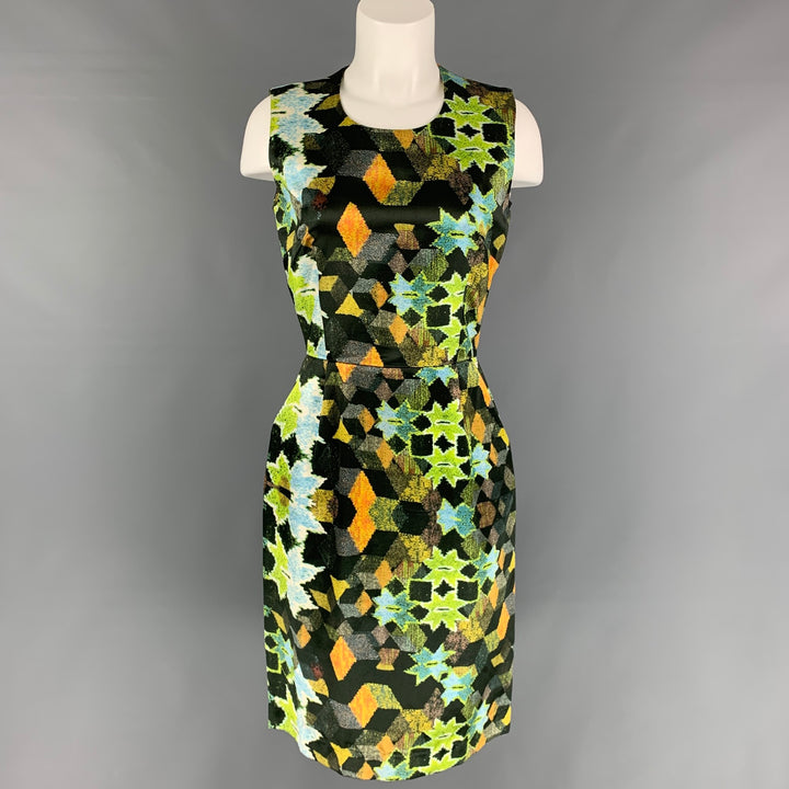 THORNTON BREGAZZI Size M Multi-Color Cotton Blend Abstract Sleeveless Dress