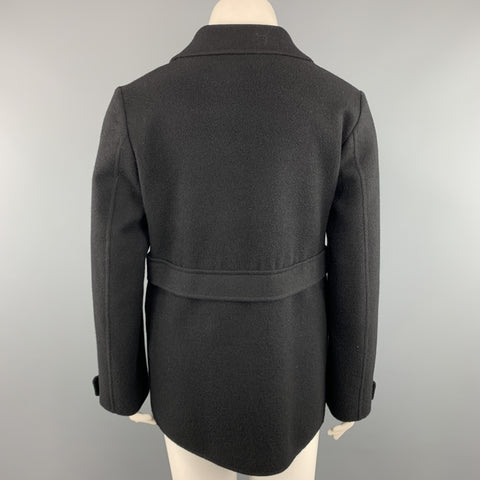 JIL SANDER Size 10 Black Cashmere Flannel Double Breasted Knit Coat