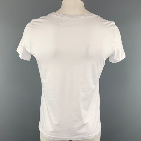 HELMUT LANG Taille L T-shirt à col rond en jersey édition limitée avec logo blanc