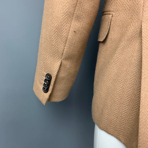 ISAIA Size 40 Regular Camel Herringbone Baby Camel Notch Lapel Sport Coat