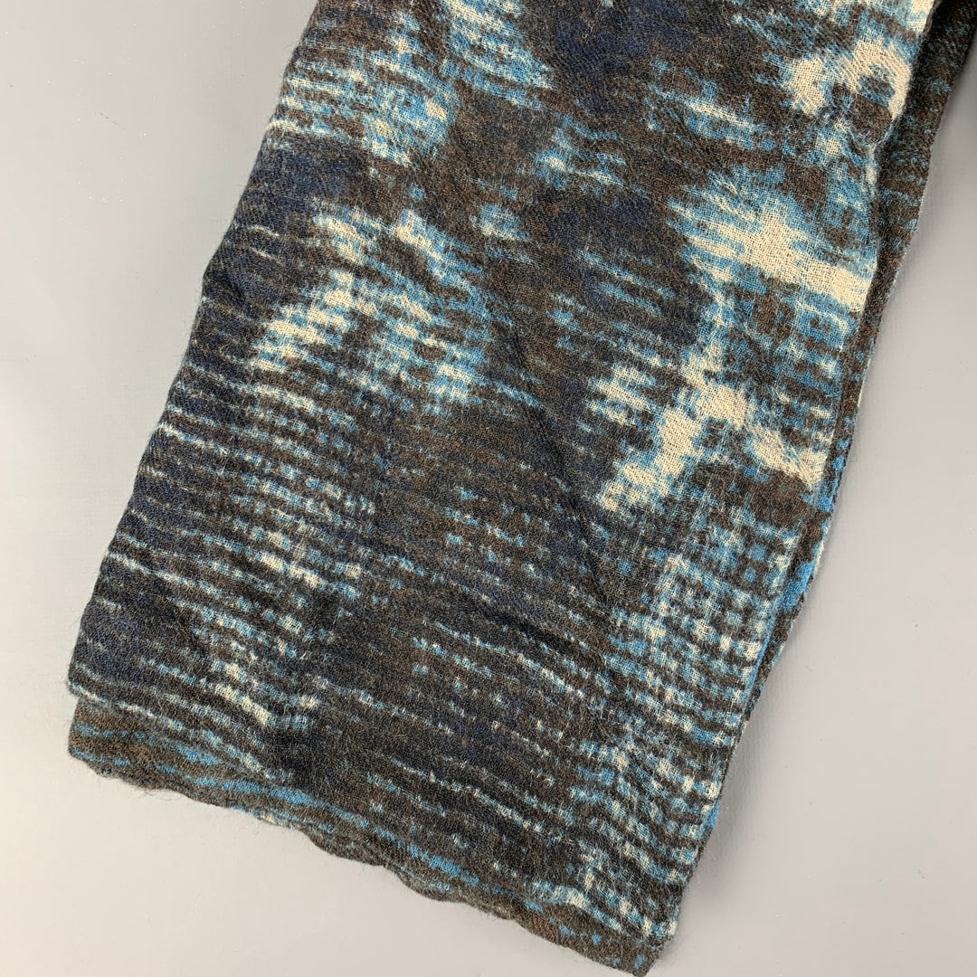 EPICE Blue Brown Wool Print Scarf