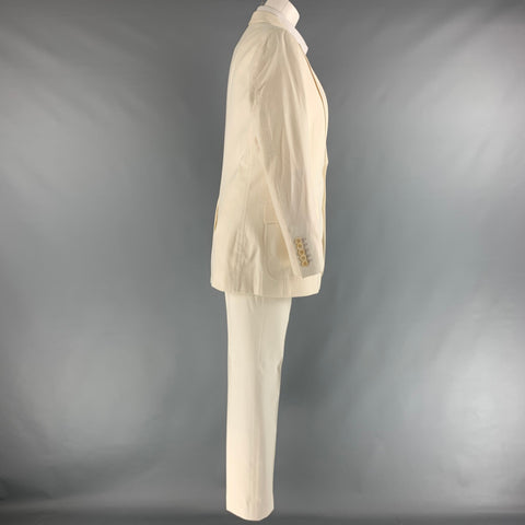 GUCCI Poitrine Taille 40 Beige Solide Coton Revers Cranté 32 29 Costume