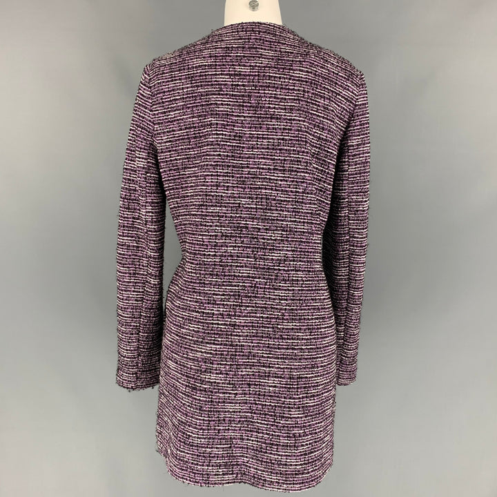 KARL LAGERFELD Size L Purple & Black Boucle Polyester Blend Collarless Jacket
