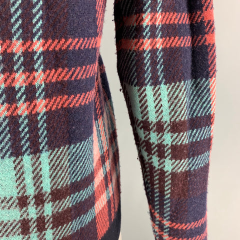 SCOTCH AND SODA Size XL Brown Blue & Red Plaid Knit Crew-Neck Sweater