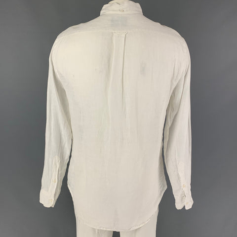 GITMAN VINTAGE Size L White Linen Button Down Long Sleeve Shirt