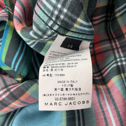 MARC JACOBS Camisa de manga larga con botones de viscosa a cuadros multicolor talla S