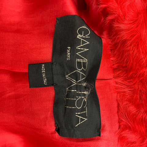 GIAMBATTISTA VALLI Size 6 Red Textured Lamb Shearling Snaps Coat