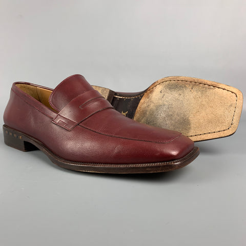 LOUIS VUITTON Size 10 Burgundy Leather Square Toe Loafers