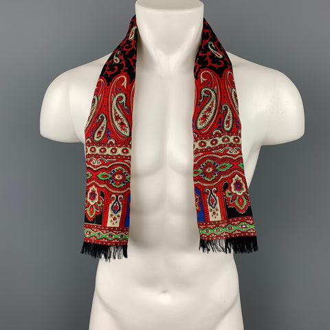 GLENTEX Print Size One Size Red & Black Print Fringe Scarf