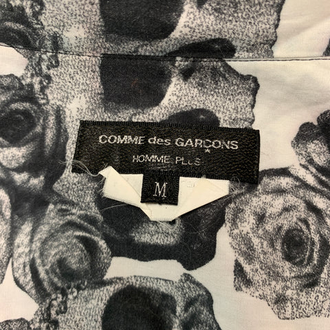 COMME des GARCONS Size M Black White Skull Cotton 3/4 Sleeves Long Sleeve Shirt