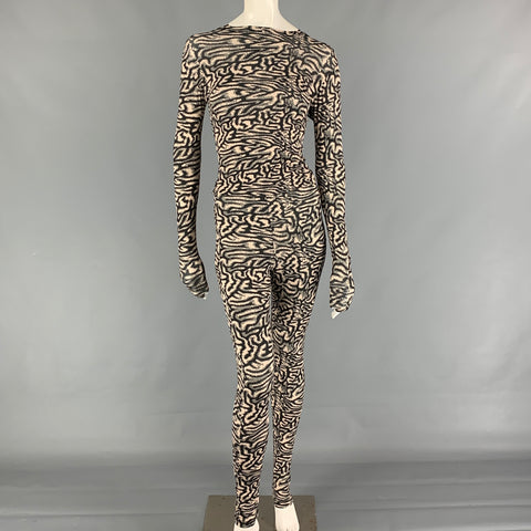 MAISIE WILEN Size XS Black & Beige Polyamide Blend Marbled Crew-Neck Casual Top